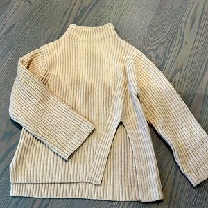Mango mock-neck ribbed side slit sweater